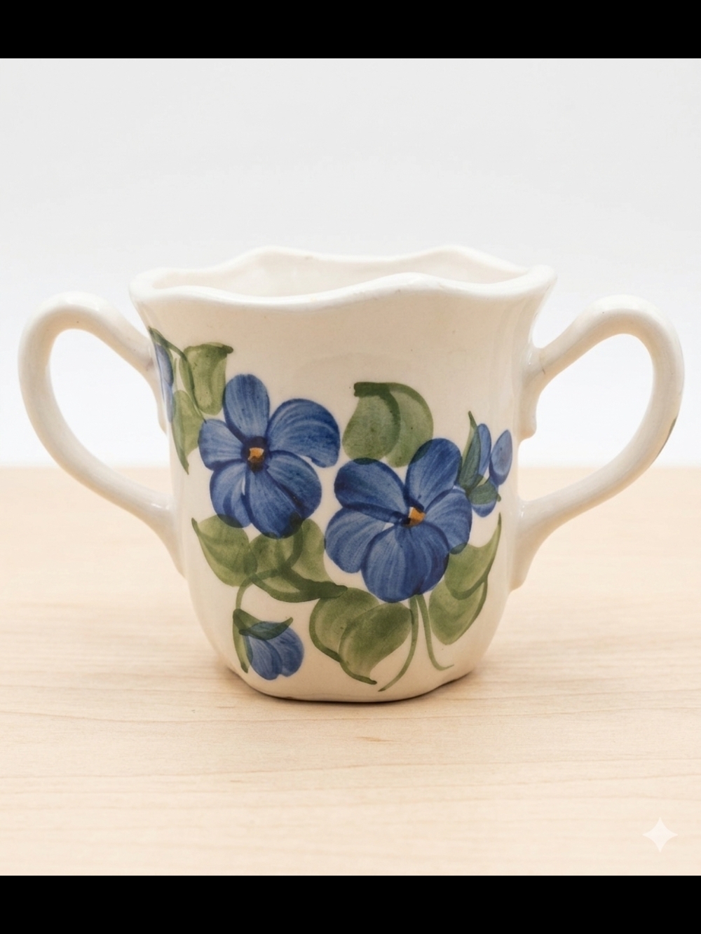 Vintage Clinchfield Artware Hand Painted Sugar Bowl Erwin Tenn Blue Floral